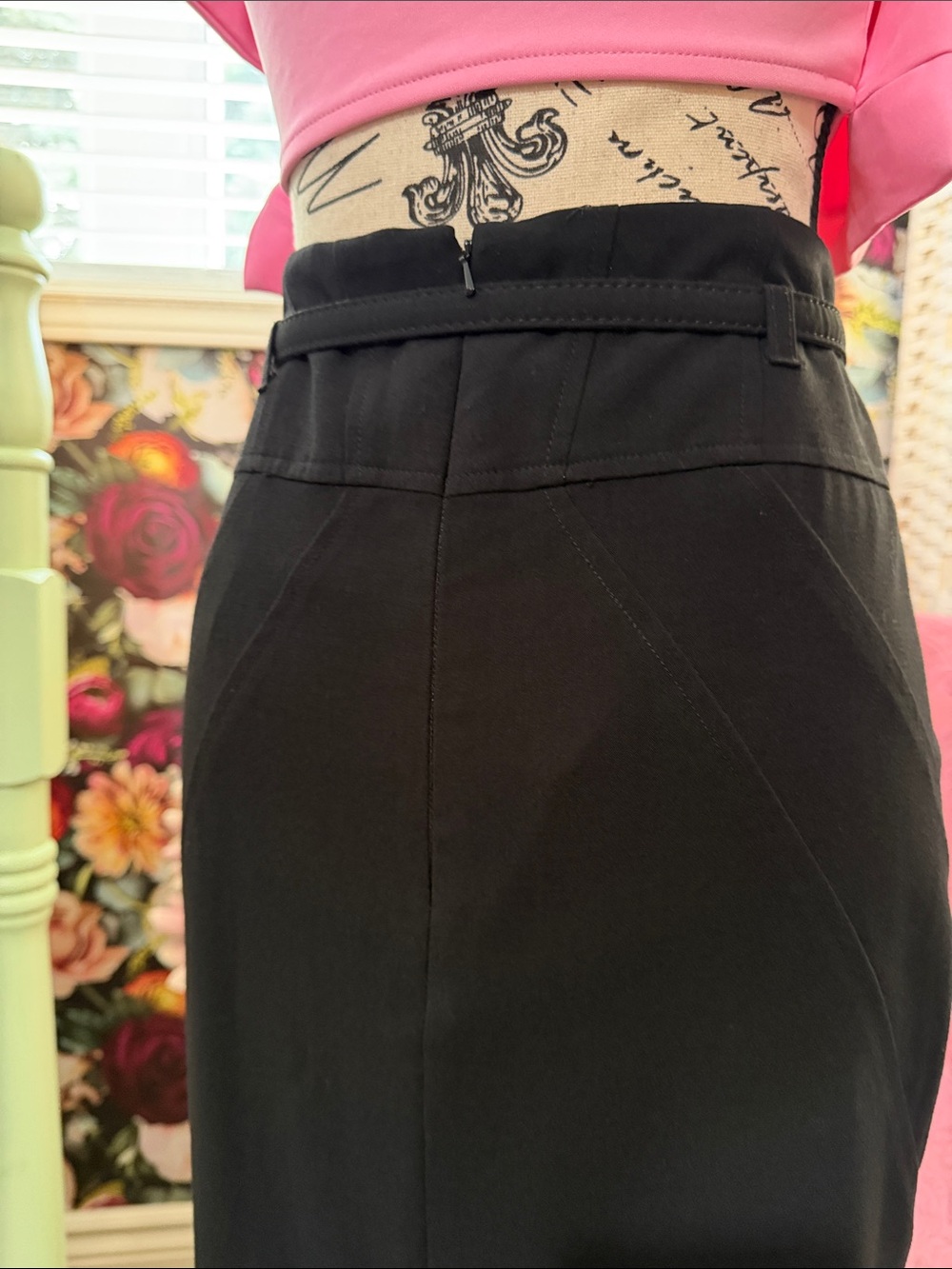 cleo Black High-Waist Pencil Skirt with Slim Waistband - Picture 12 of 16